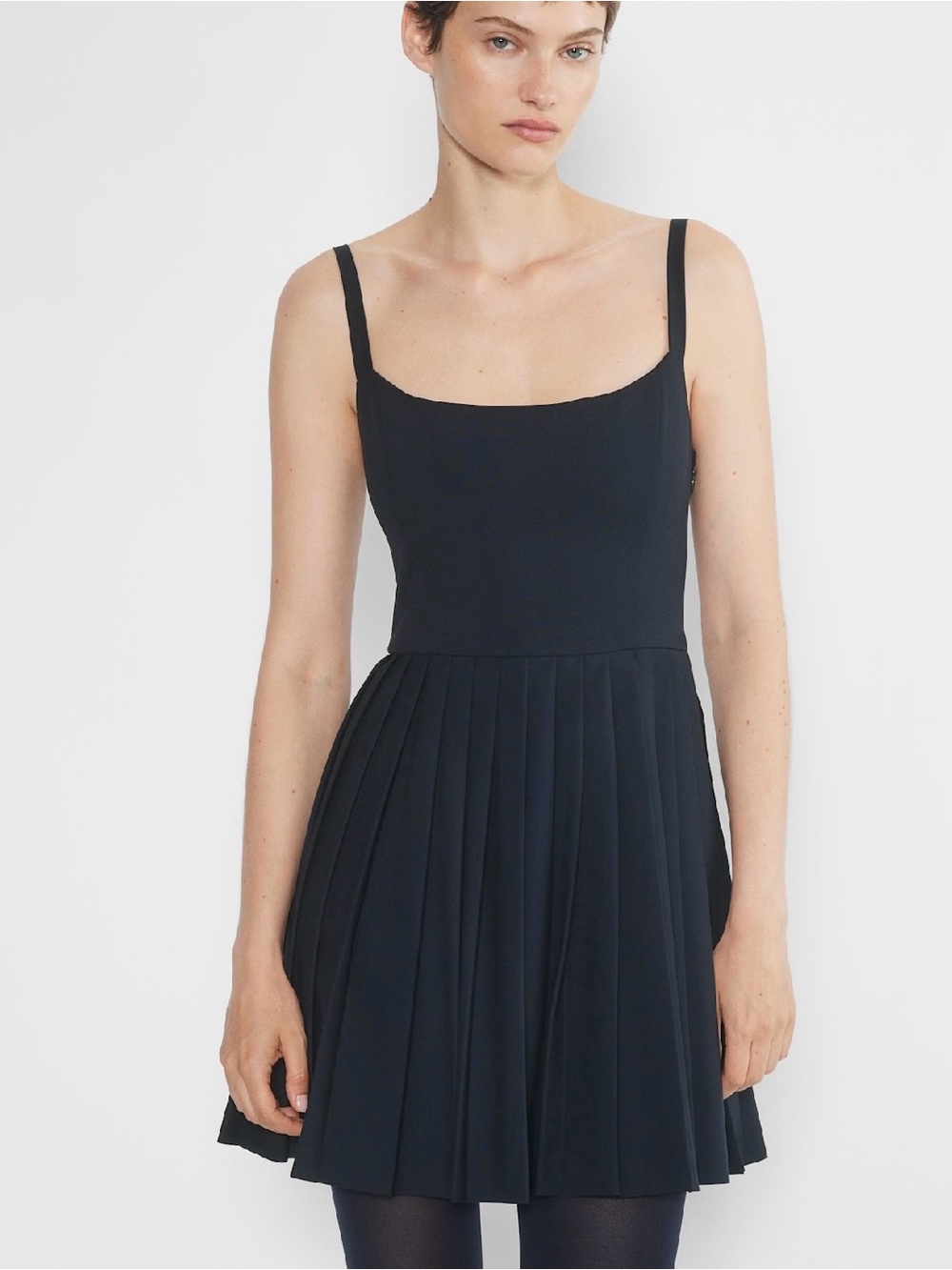 Aritzia Sunday Best Trix Pleated Mini Dress Women's 8 Navy ASO Taylor Swift